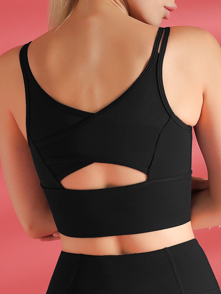 Dam Enfärgad Stötsäker Mesh Patchwork Yoga Sports Bh