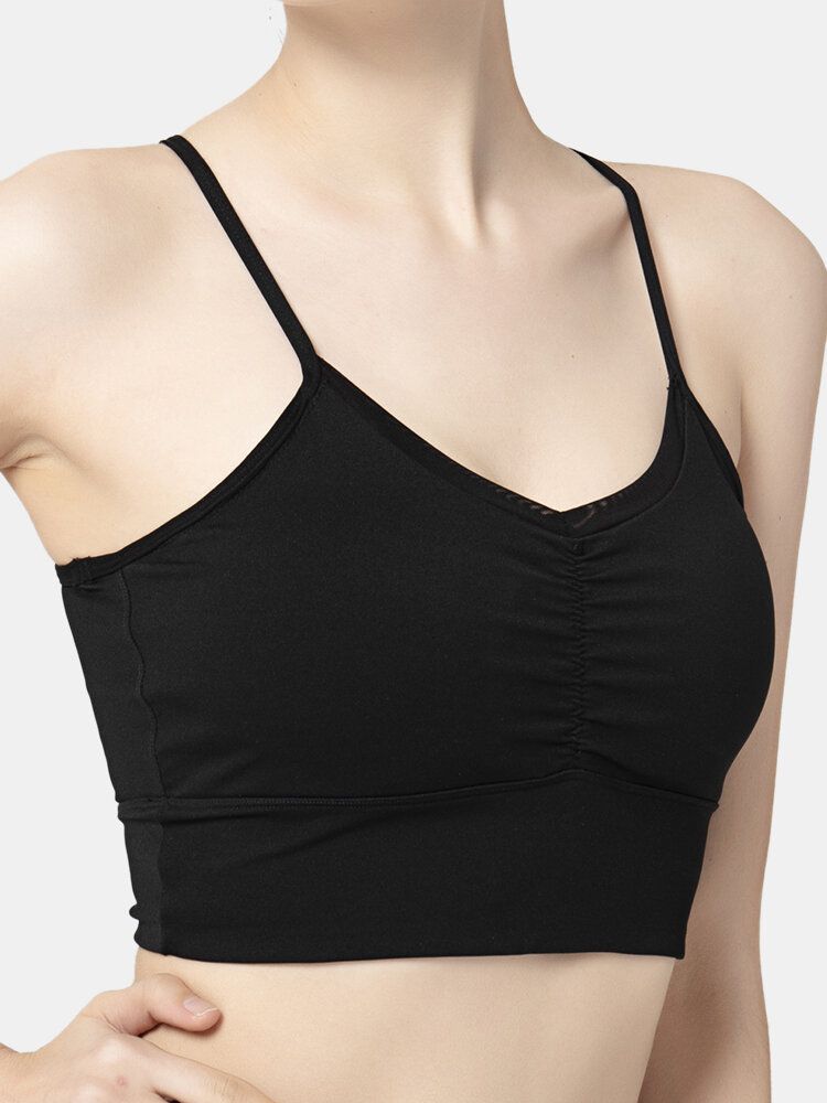 Dam Enfärgad Trådlös Quick Dry Spaghetti Straps Sport Bh