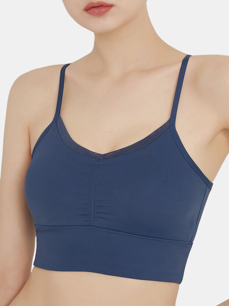 Dam Enfärgad Trådlös Quick Dry Spaghetti Straps Sport Bh