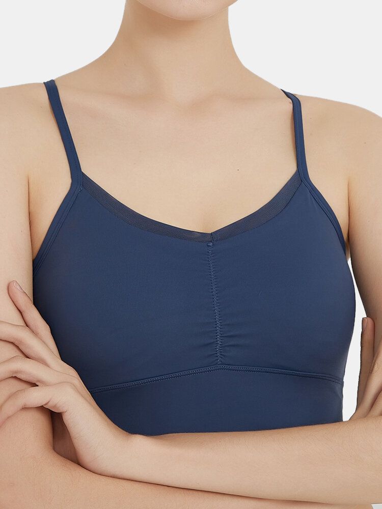 Dam Enfärgad Trådlös Quick Dry Spaghetti Straps Sport Bh