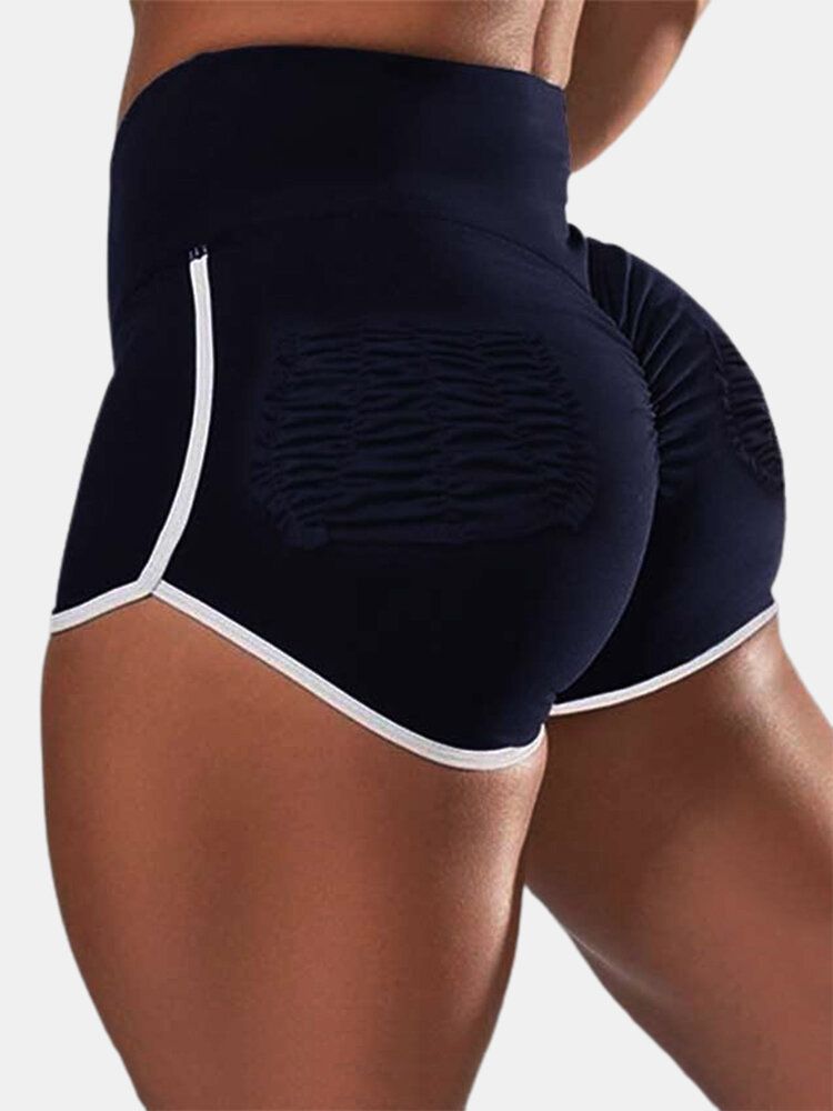 Dam Kontrastfärger Yoga High Waist Fitness Shorts