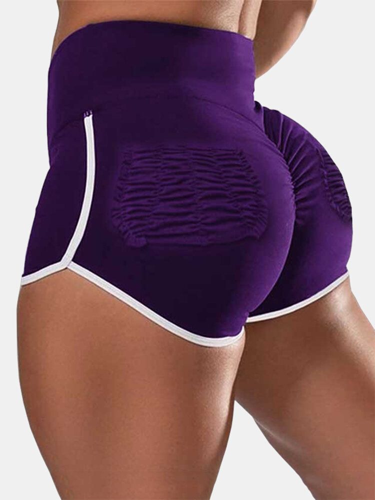 Dam Kontrastfärger Yoga High Waist Fitness Shorts