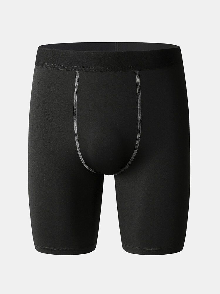 Enfärgad Stretch För Män Snabbtorkande Slank Midja Sportshorts Som Andas