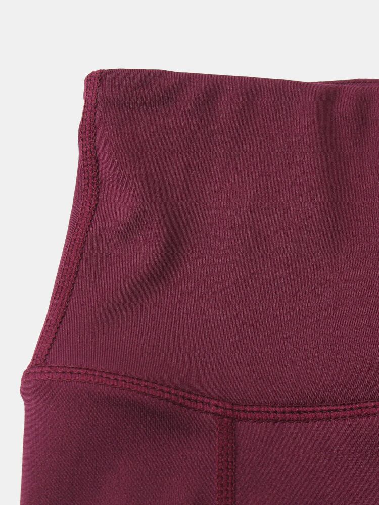 Fitness Yoga Dam Elasticitet Snabbtork Enfärgad Sportshorts Med Hög Midja