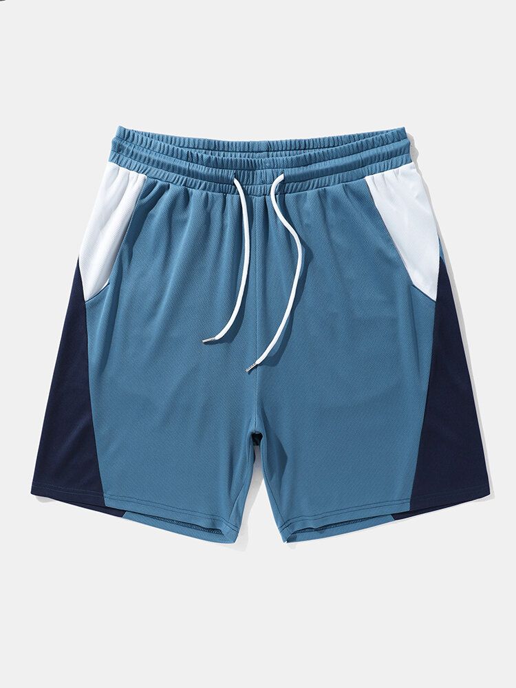 Herr Colorblock Släta Mjuka Andas Snabbtorkande Shorts