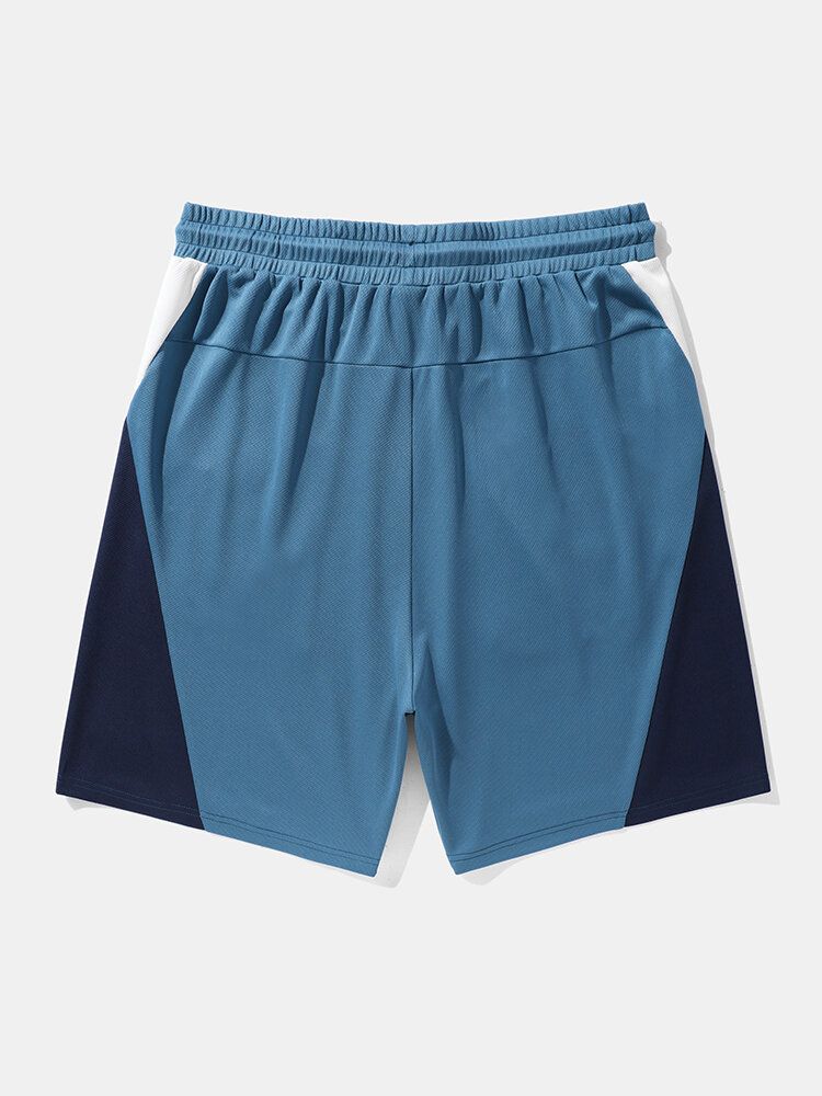 Herr Colorblock Släta Mjuka Andas Snabbtorkande Shorts