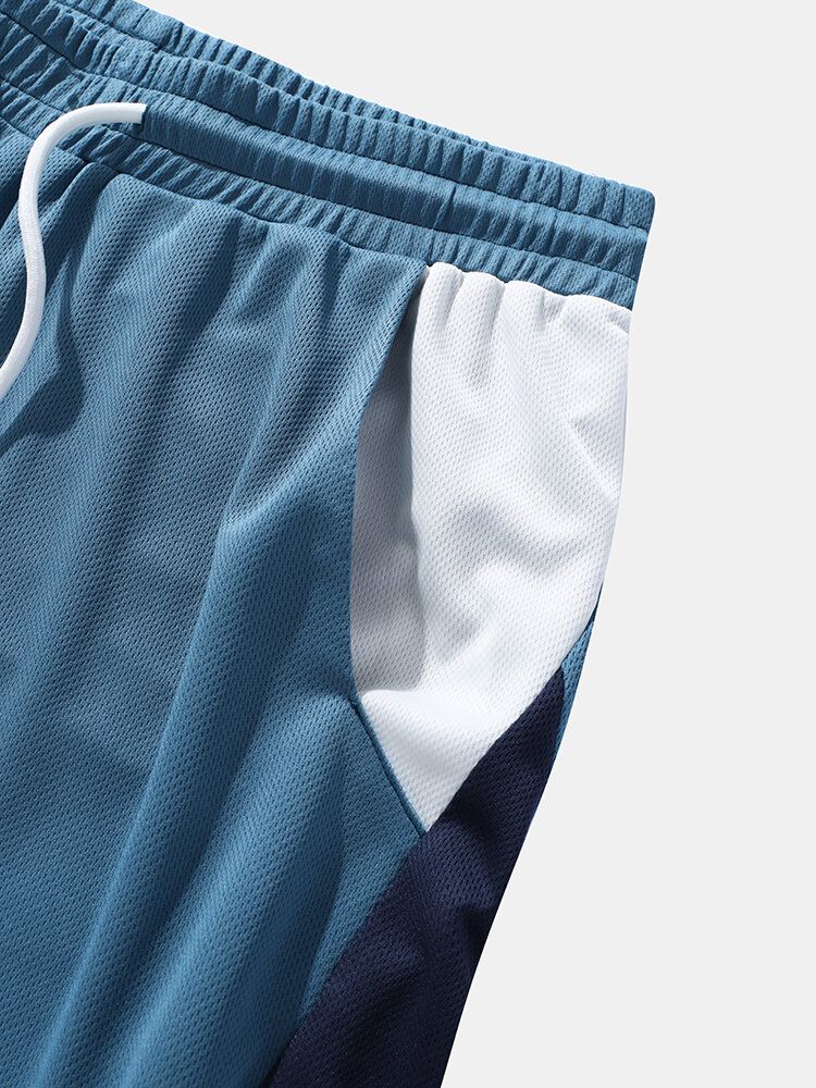 Herr Colorblock Släta Mjuka Andas Snabbtorkande Shorts