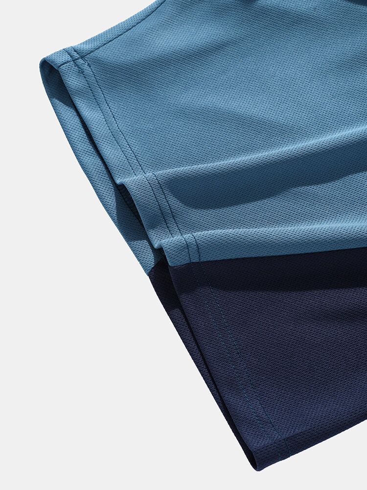 Herr Colorblock Släta Mjuka Andas Snabbtorkande Shorts