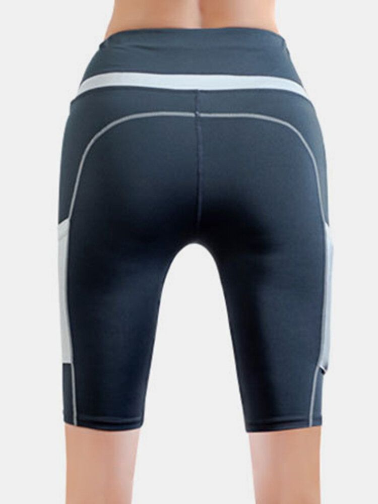 Kvinnor I Kontrasterande Färger Pocket Fitness Workout Biker Shorts