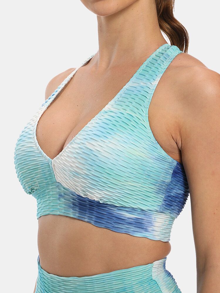 Kvinnor Tie-dye Wireless Jacquard Sports Yoga Bh