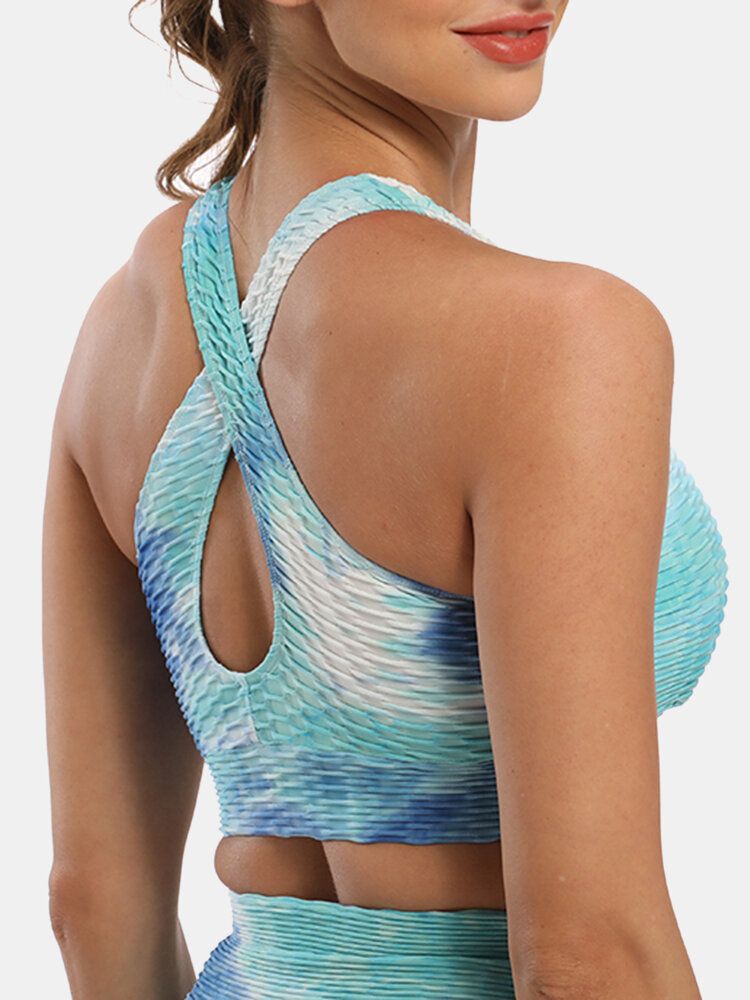 Kvinnor Tie-dye Wireless Jacquard Sports Yoga Bh