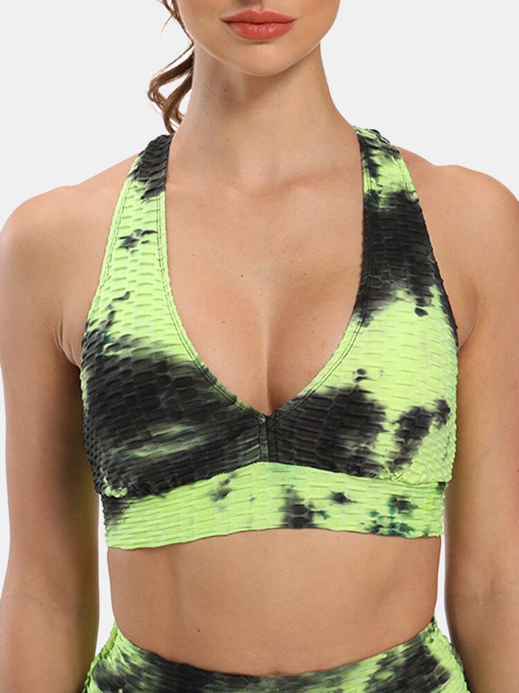 Kvinnor Tie-dye Wireless Jacquard Sports Yoga Bh