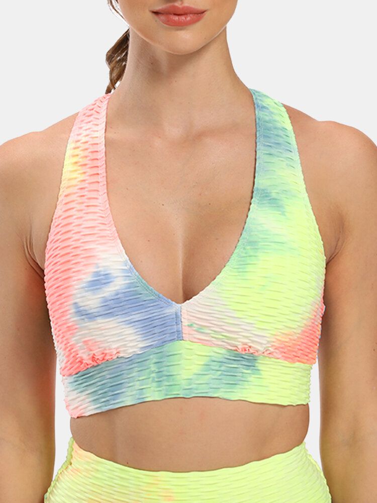 Kvinnor Tie-dye Wireless Jacquard Sports Yoga Bh