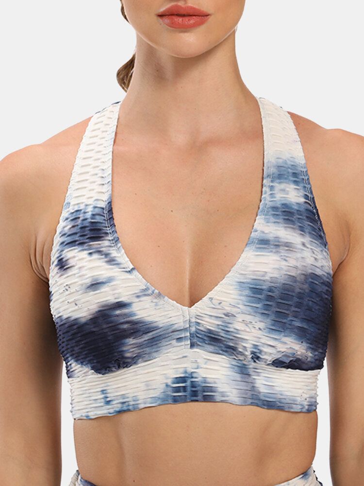 Kvinnor Tie-dye Wireless Jacquard Sports Yoga Bh