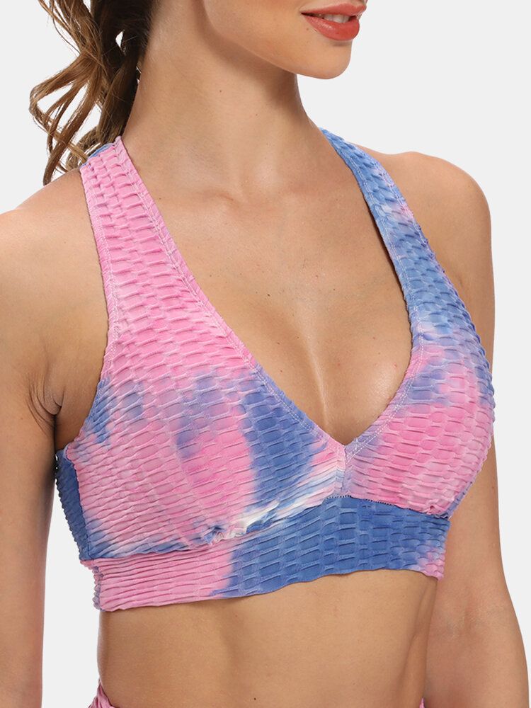 Kvinnor Tie-dye Wireless Jacquard Sports Yoga Bh