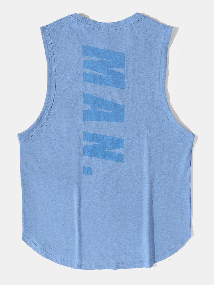 Män Icon Mönster Ärmlösa Snabbtorka Andas Gym Tank Tops