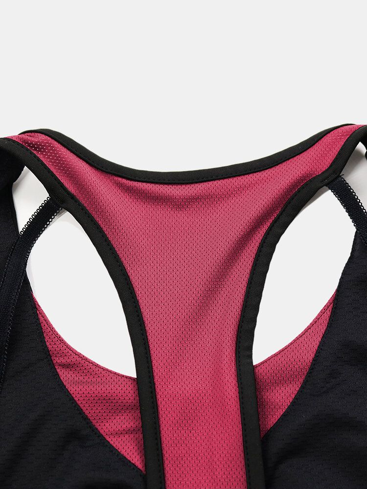 Plus Size Dam Patchwork Trådlös Fitness Yoga Sport Bh