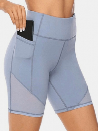 Plus Size Dam Torr Snabbt Enfärgad Biker Sport Shorts Med Ficka