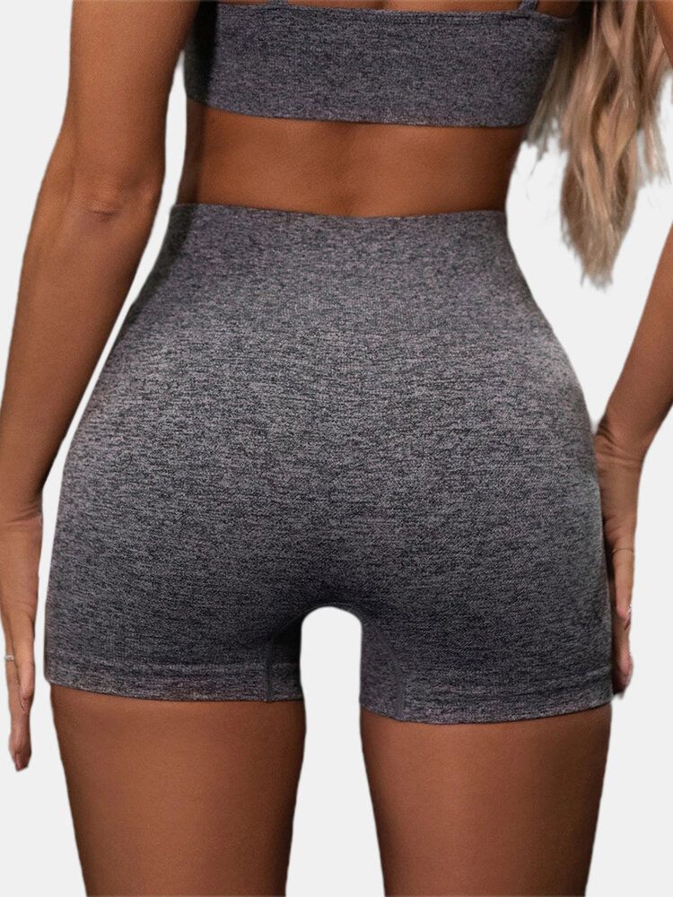 Sport Kvinnor Vanliga Elastiska Seamless Yoga Gym Shorts Med Hög Midja