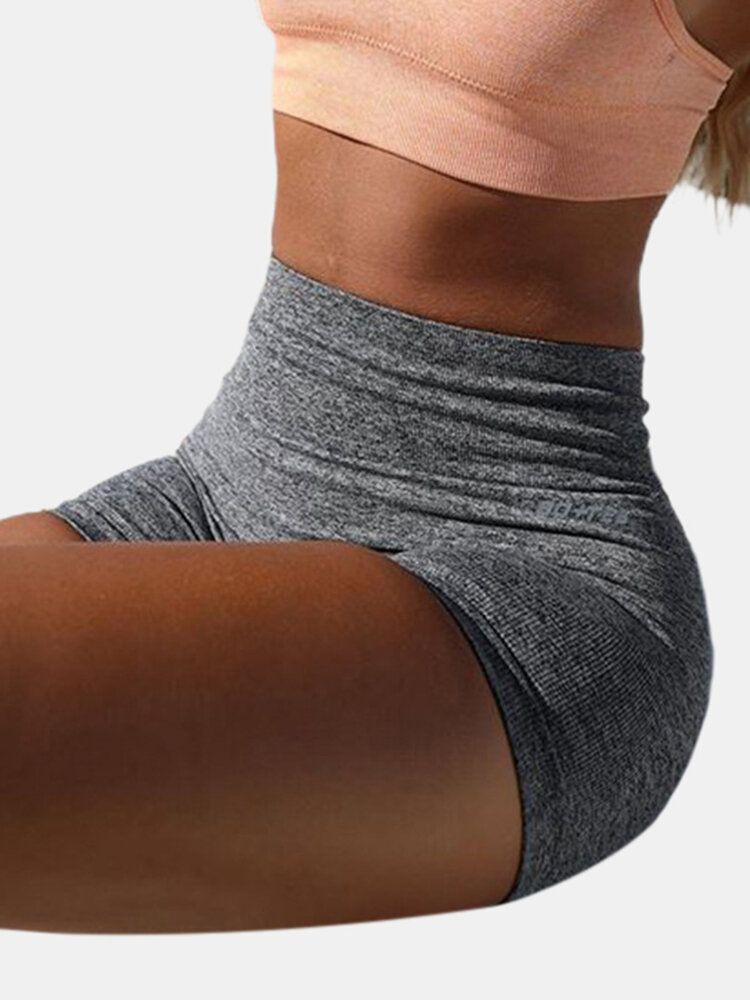 Sport Kvinnor Vanliga Elastiska Seamless Yoga Gym Shorts Med Hög Midja