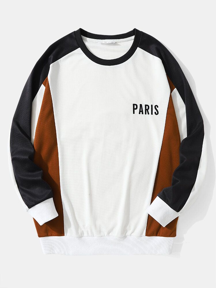 Sport Splicing Herr Paris Broderad Sweatshirt Byxor Fritidsdräkter