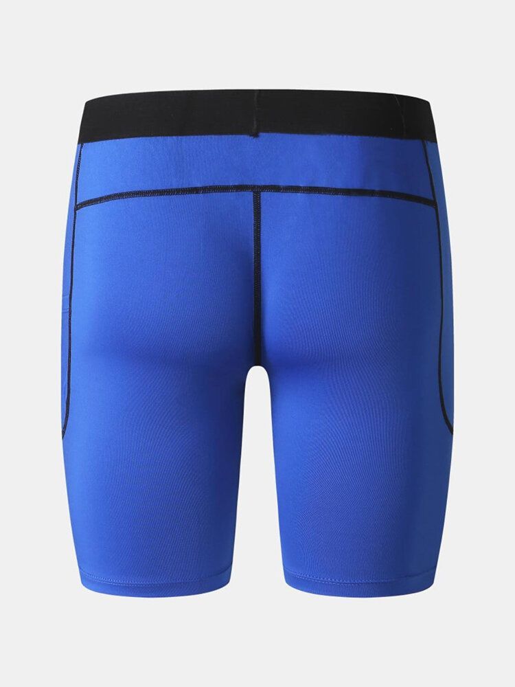 Stretch Slim Sport Snabbtorkande Fickor För Män Med Medelhög Midja Andas Tunna Fitnessshorts