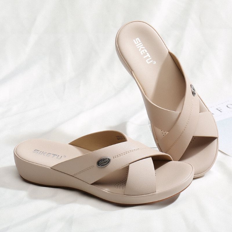 Dam Beach Comfy Peep Toe Cross Strap Kilar Hälsandaler