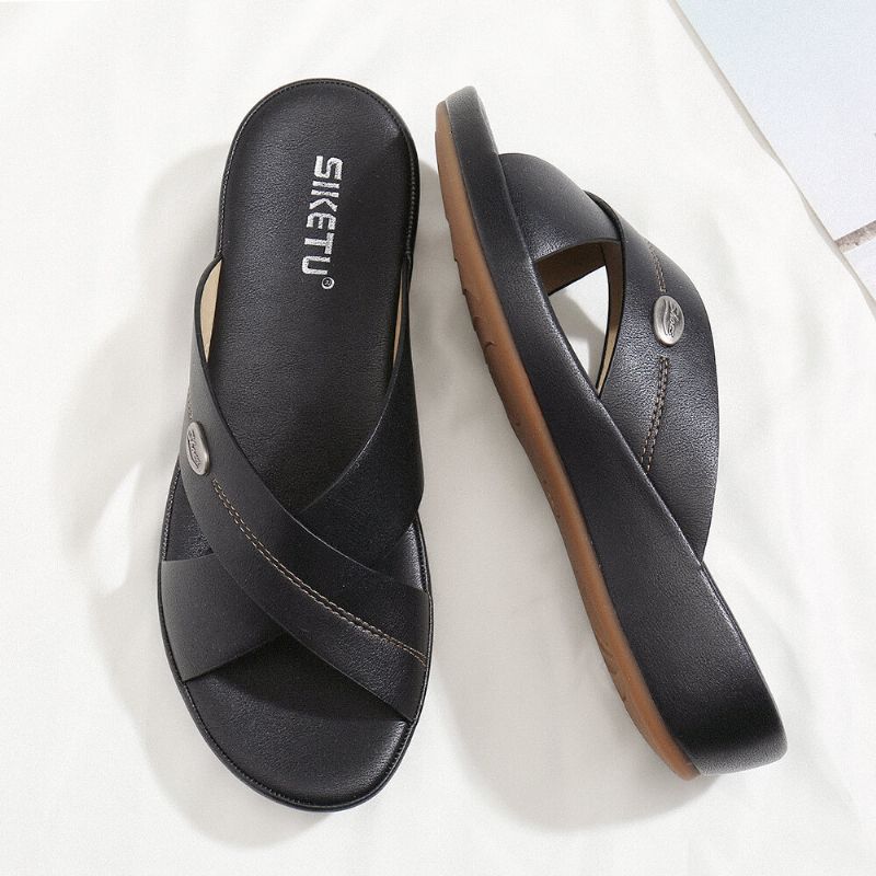 Dam Beach Comfy Peep Toe Cross Strap Kilar Hälsandaler