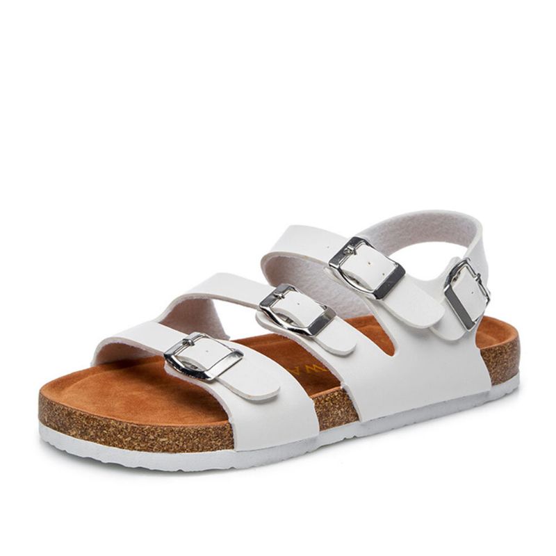 Dam Beach Comfy Triple Buckle Strap Mjuka Platta Korksandaler