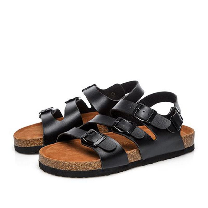 Dam Beach Comfy Triple Buckle Strap Mjuka Platta Korksandaler