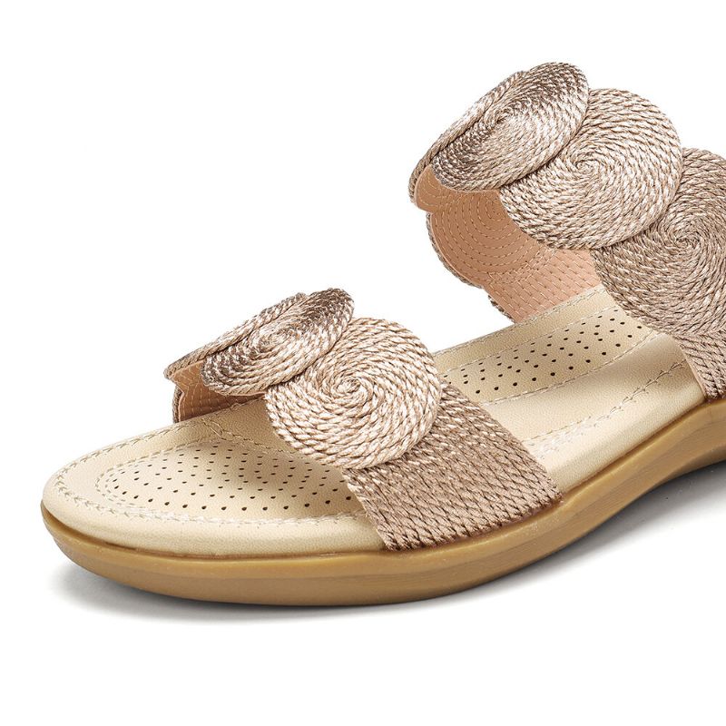 Dam Bohemian Double Band Woven Beach Casual Wedges Sandaler