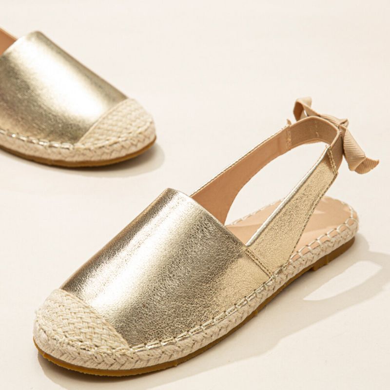 Dam Casual Closed Toe Metallic Bekväma Espadrilles Platta Sandaler