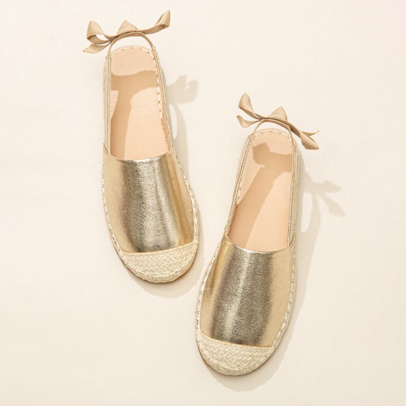 Dam Casual Closed Toe Metallic Bekväma Espadrilles Platta Sandaler