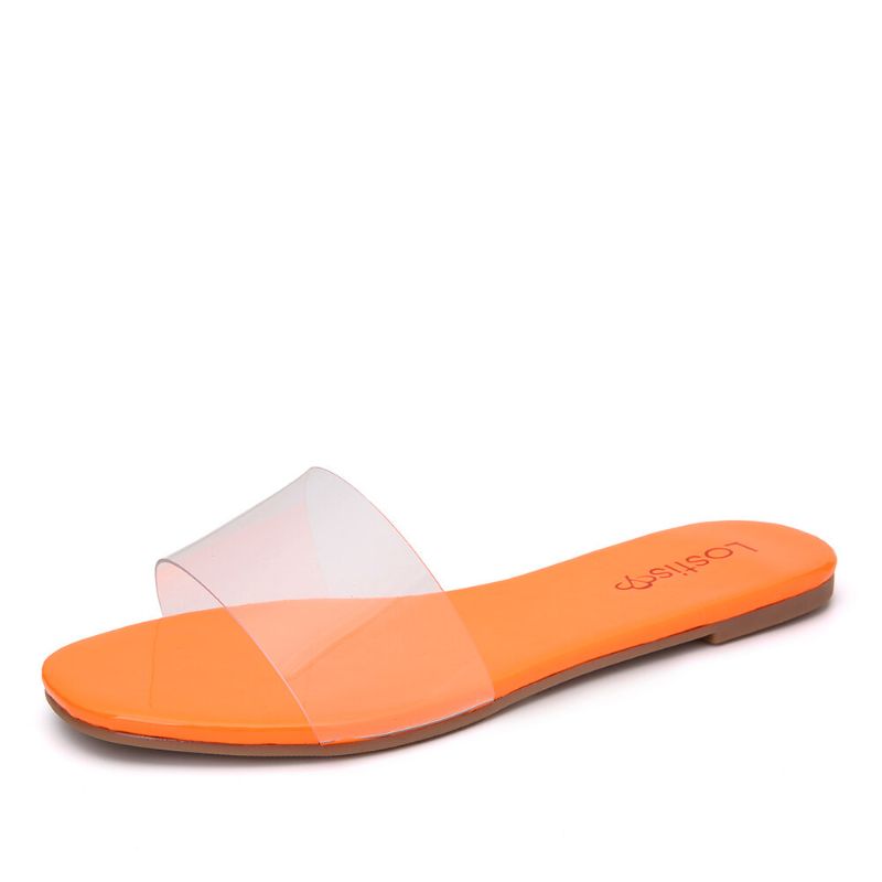 Dam Enfärgad Transparent Rem Casual Slide Sandaler