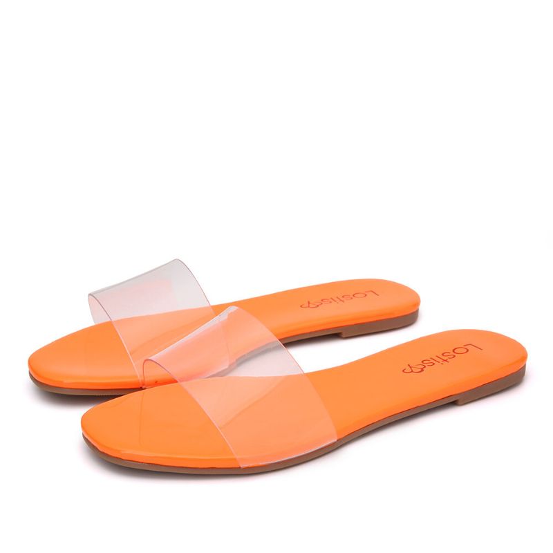 Dam Enfärgad Transparent Rem Casual Slide Sandaler