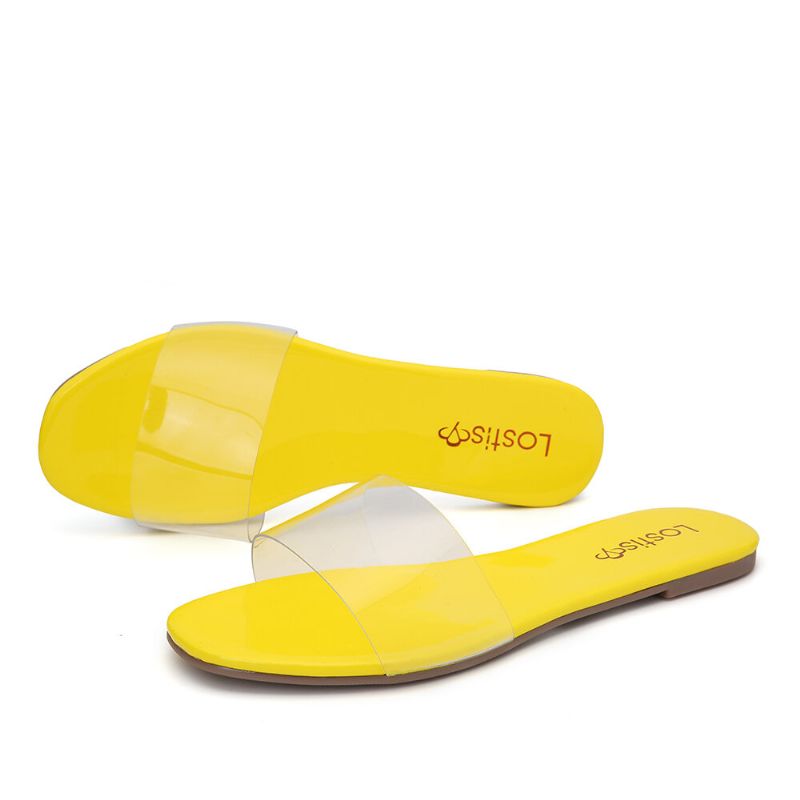 Dam Enfärgad Transparent Rem Casual Slide Sandaler