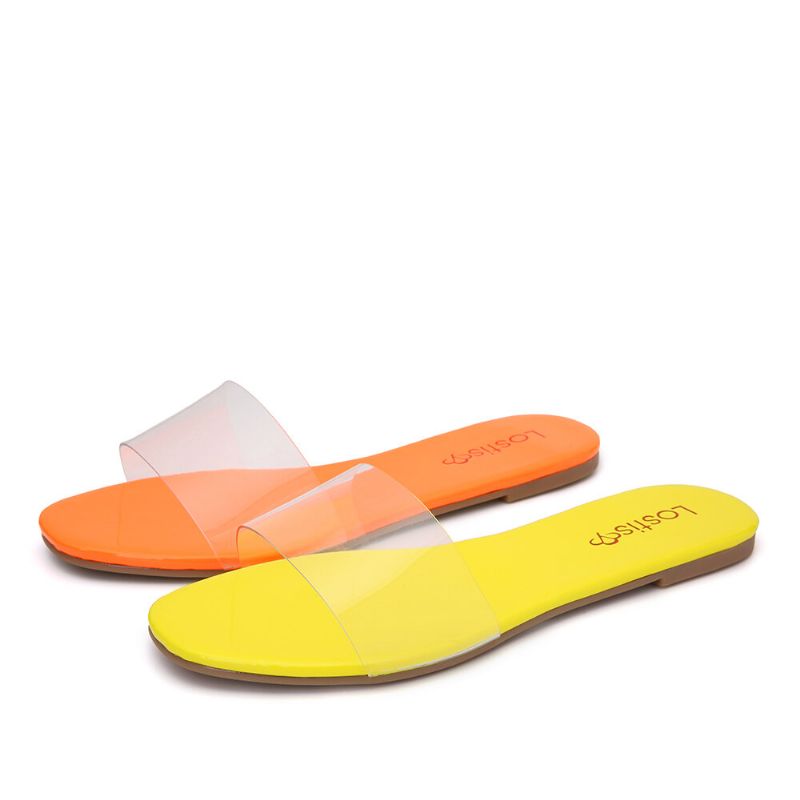 Dam Enfärgad Transparent Rem Casual Slide Sandaler