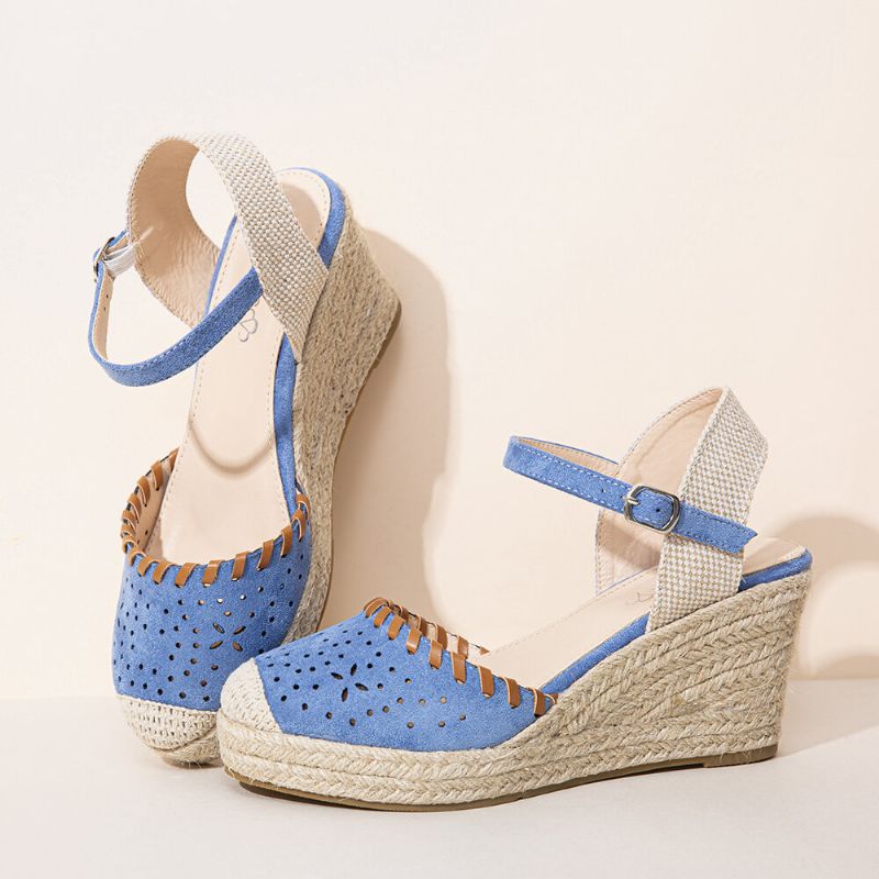 Dam Espadrilles Cutout Ankelrem Casual Wedge Sandaler