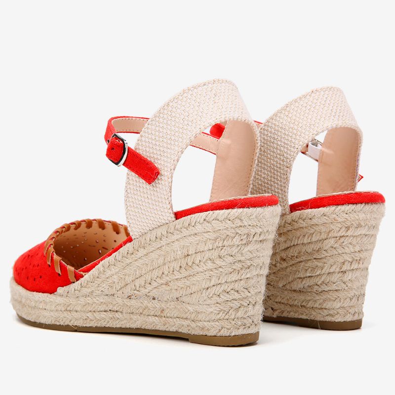 Dam Espadrilles Cutout Ankelrem Casual Wedge Sandaler