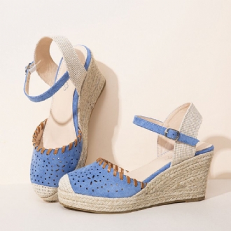 Dam Espadrilles Cutout Ankelrem Casual Wedge Sandaler