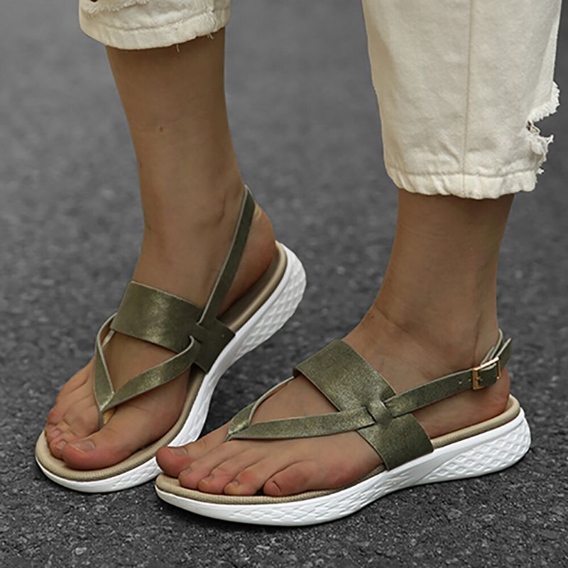 Dam Flip Flop Slingback Spänne Mjuk Sula Casual Flat Sandaler