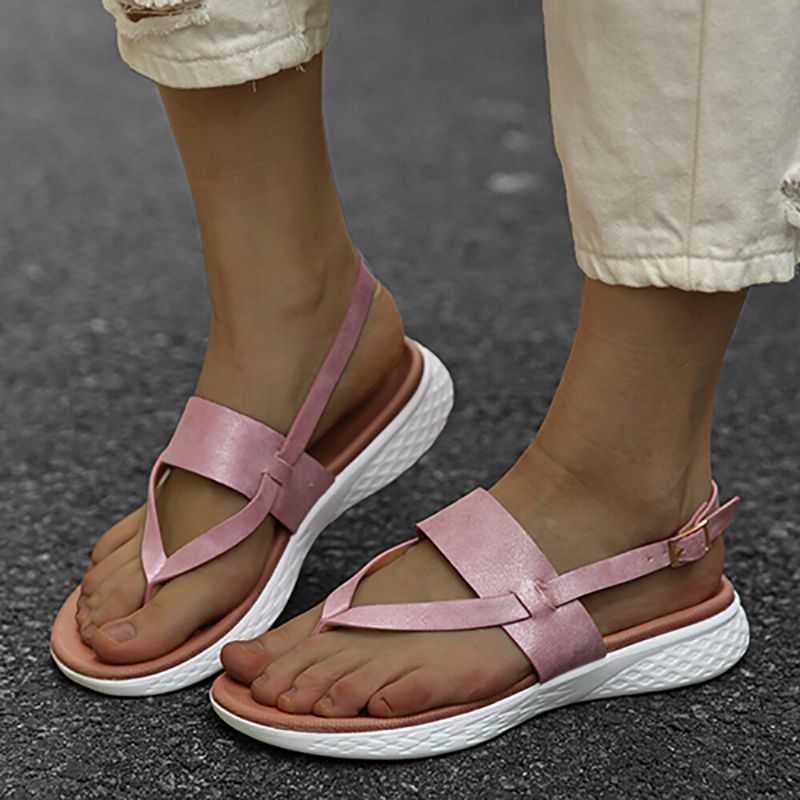 Dam Flip Flop Slingback Spänne Mjuk Sula Casual Flat Sandaler