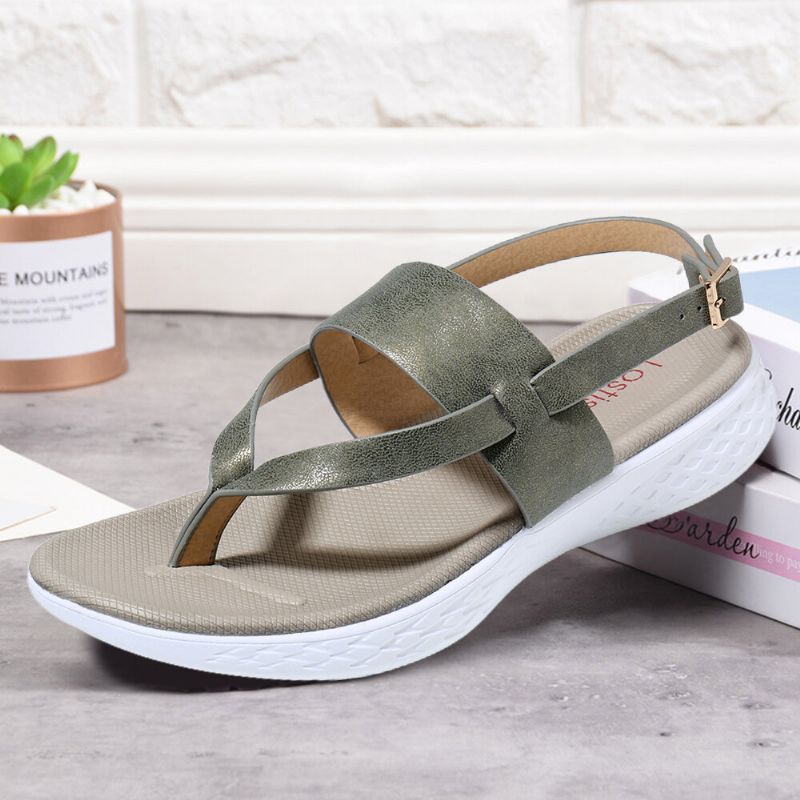 Dam Flip Flop Slingback Spänne Mjuk Sula Casual Flat Sandaler