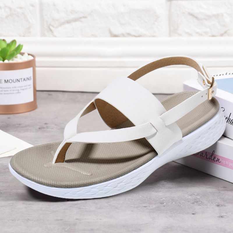 Dam Flip Flop Slingback Spänne Mjuk Sula Casual Flat Sandaler