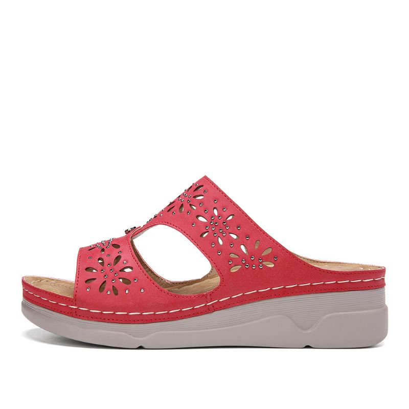 Dam Rhinestone Hollow T-rem Comfy Casual Sandaler