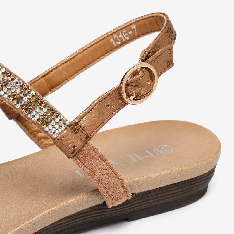 Dam Rhinestone Spänne Bekväm Halkfri Beach Clip Toe Sandaler