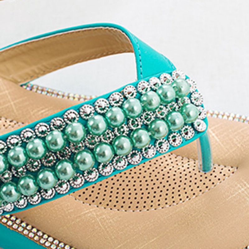 Dam Rhinestone Strap Clip Toe Flats Sandaler