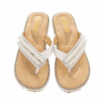 Dam Rhinestone Strap Clip Toe Flats Sandaler