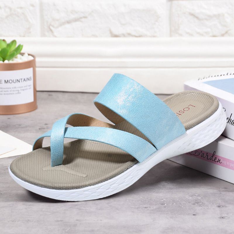 Dam Tå Ring Slip On Mjuk Sula Casual Summer Flat Sandaler