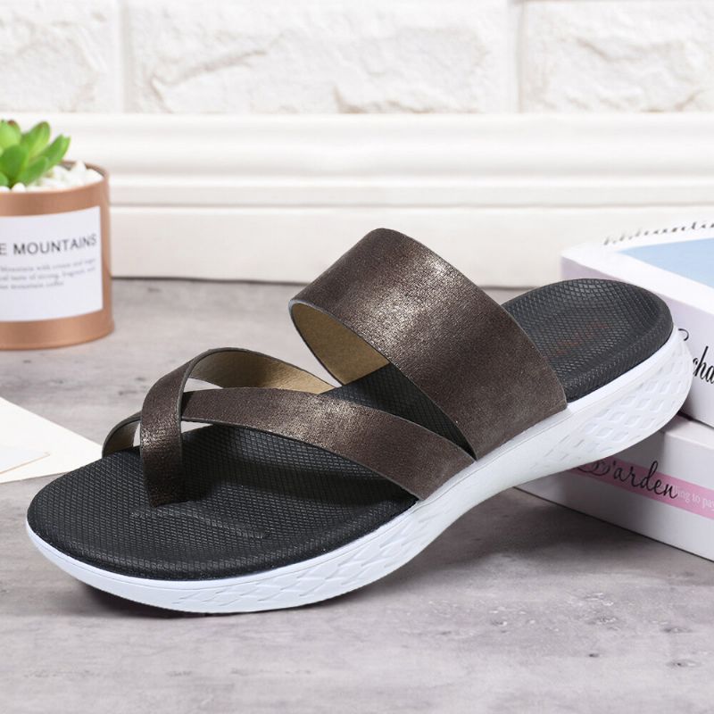 Dam Tå Ring Slip On Mjuk Sula Casual Summer Flat Sandaler